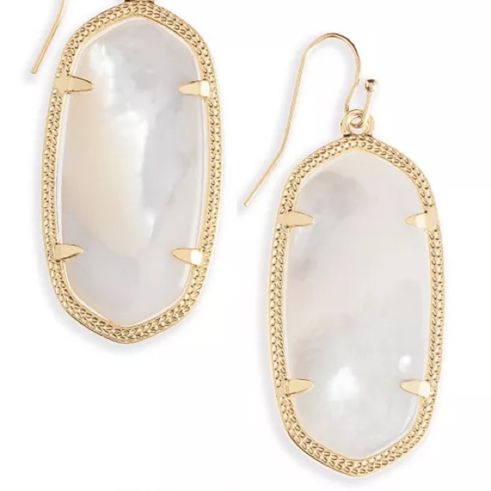 Kendra Scott Elle Gold Drop Earrings in Ivory Mother-of-Pearl